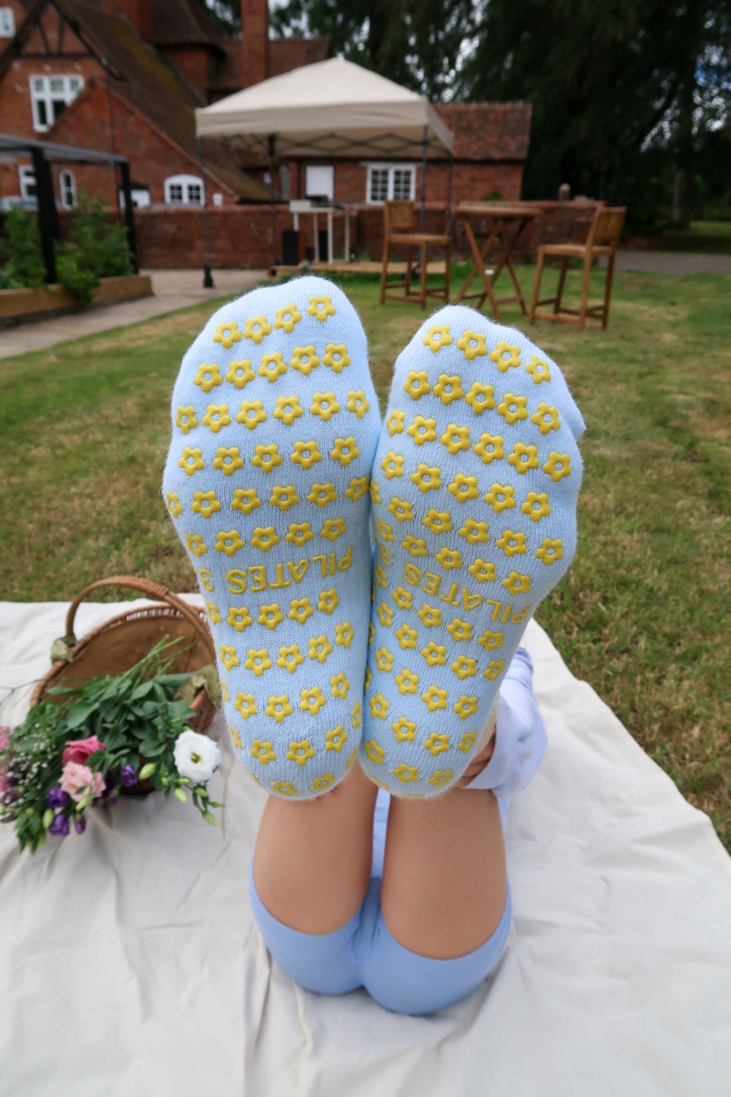 Buttercup Blue Grip Socks