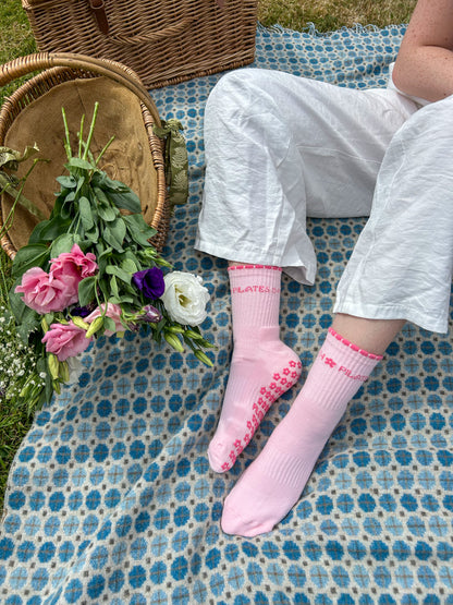 Dahlia Pink Grip Socks