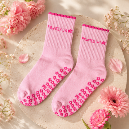 Dahlia Pink Grip Socks