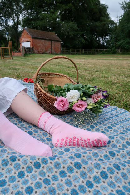 Dahlia Pink Grip Socks
