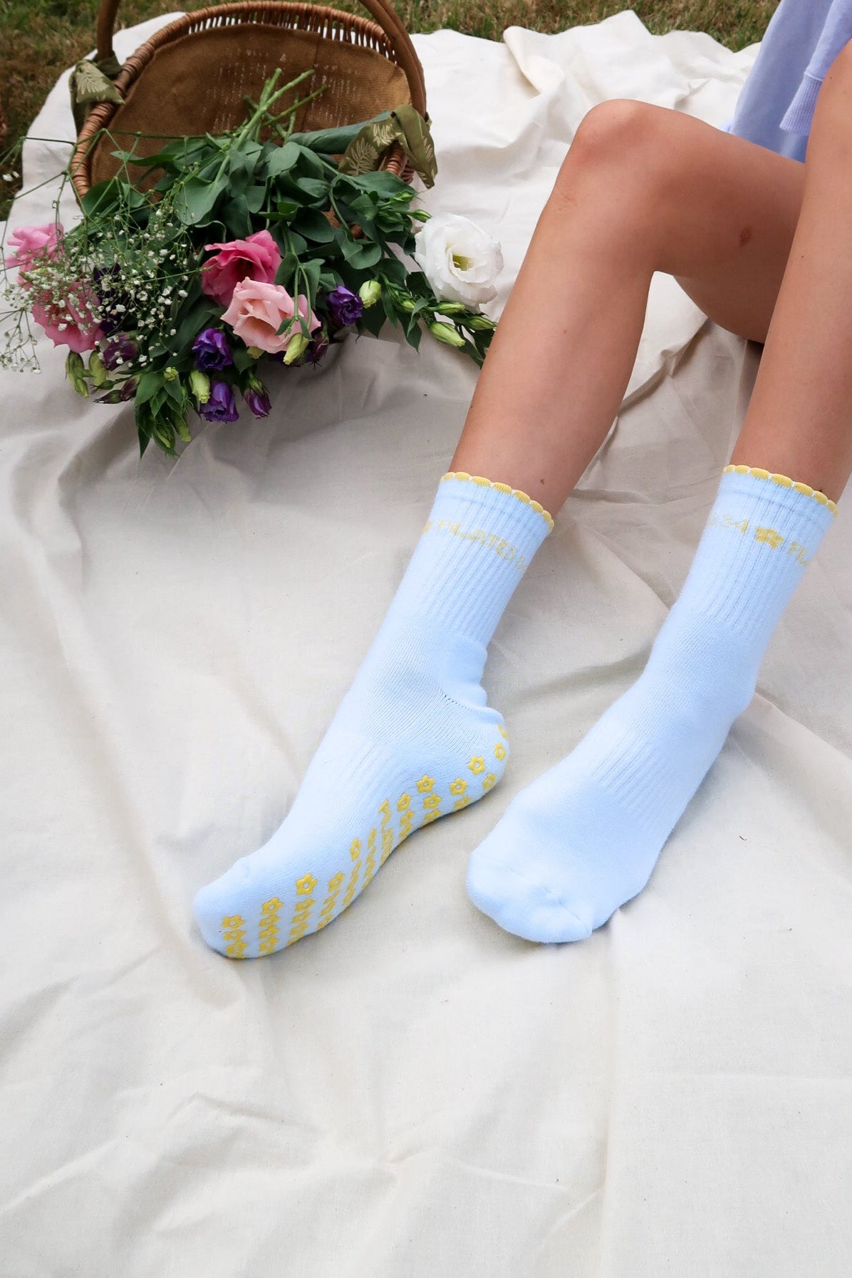 Buttercup Blue Grip Socks