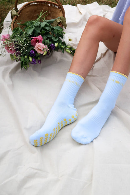 Buttercup Blue Grip Socks